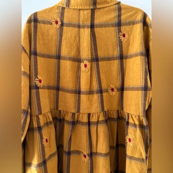 NWOT - Embroidered Flannel Babydoll Top - Picture 8 of 9